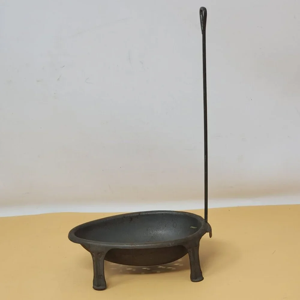 Vintage‎ Footed Metal Egg Poacher Stand Long Lift Rod Farmhouse Rustic Kitchen